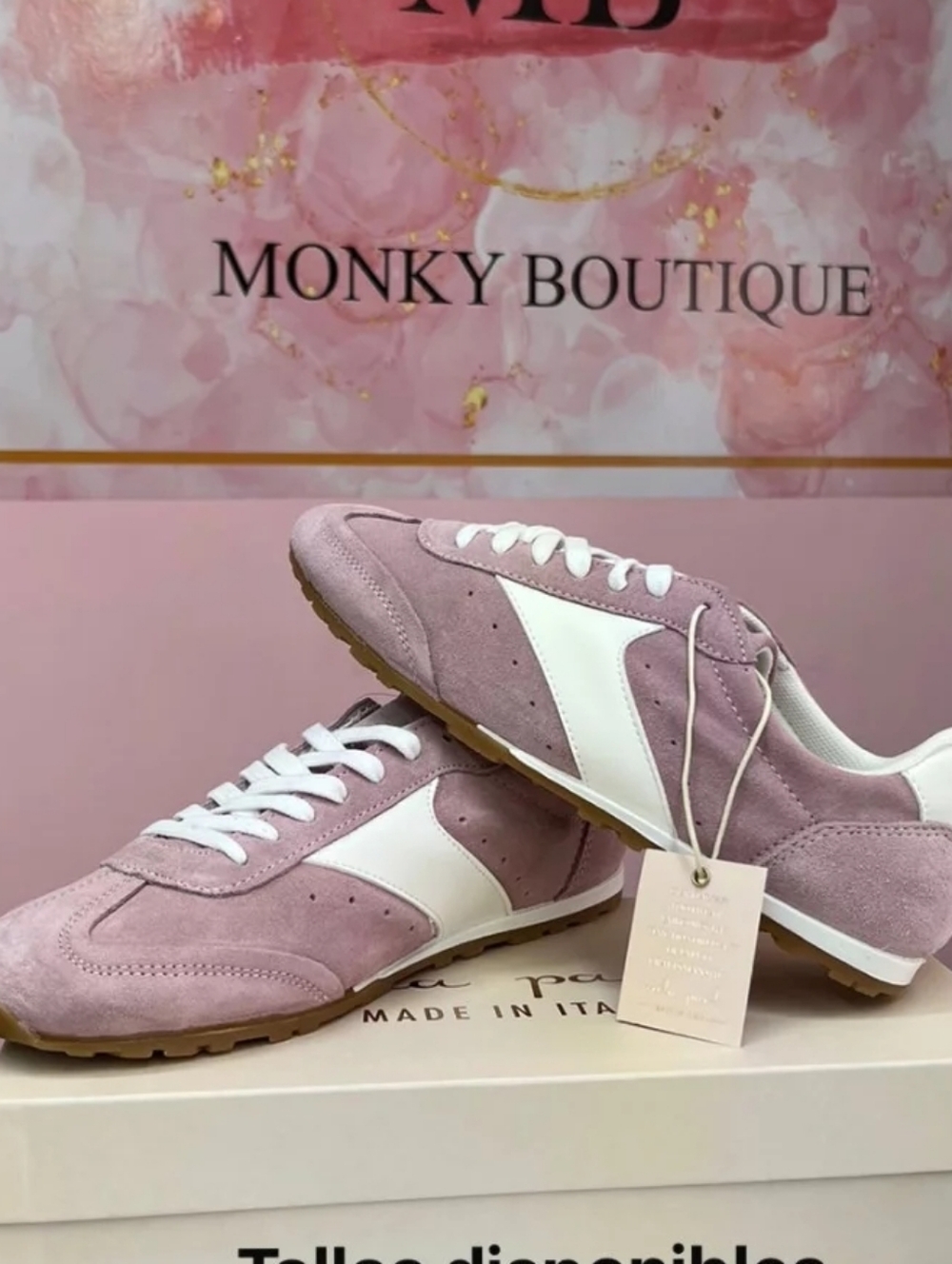 New Italian Mila Paoli Women's Pink Suede Sneakers by